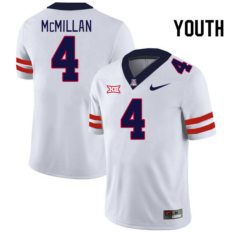 Youth #4 Tetairoa McMillan Arizona Wildcats Big 12 Conference College Football Jerseys Stitched-Whit